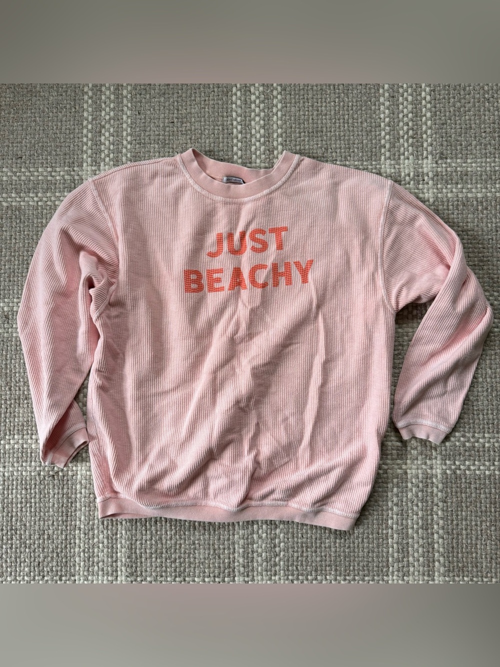 Just Beachy graphic sweatshirt Boat House 100% cotton pink medium